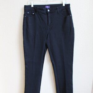 NYDJ Black "Legging" Jeans Size 12 Cotton Blend Front Zip 32X30"